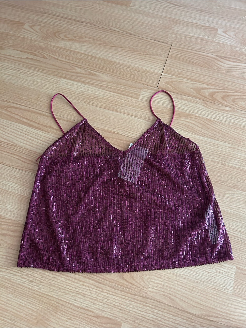 NWT Zara Purple Sequin V-Neck Sleeveless Top Large